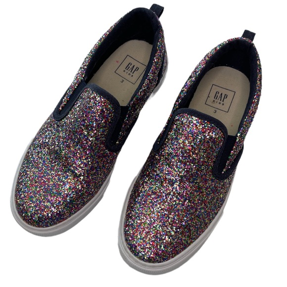 ***RELISTED*** GAPKids Multi Colored Glitter Slip-On Shoes Girls Size 3 - Picture 3 of 12